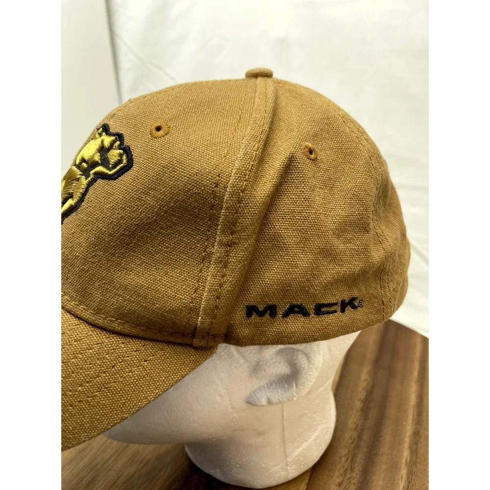 Mack Truck Bulldog Hat Cap Logo Khaki Gold Brown Vintage Mens Snapback Cap‎ Hat